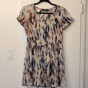 Evil Twin Mini Babydoll Dress White with Watercolor Brushstroke Print Size XS